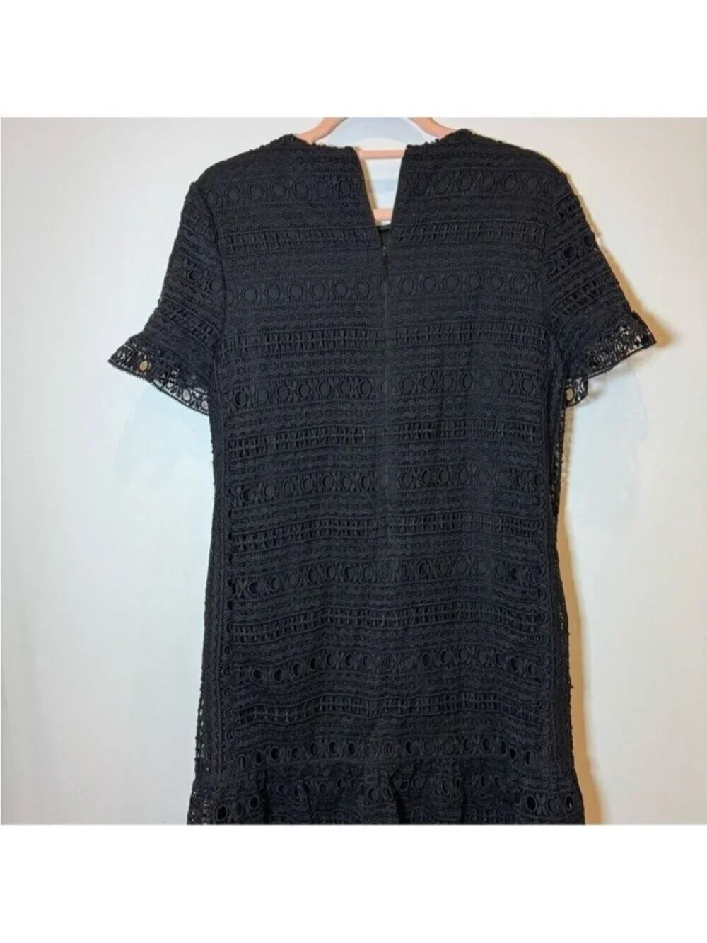 Kate Spade Black Lace Flounce Hem Shift Mini Dress Little Black Dress 2 0287